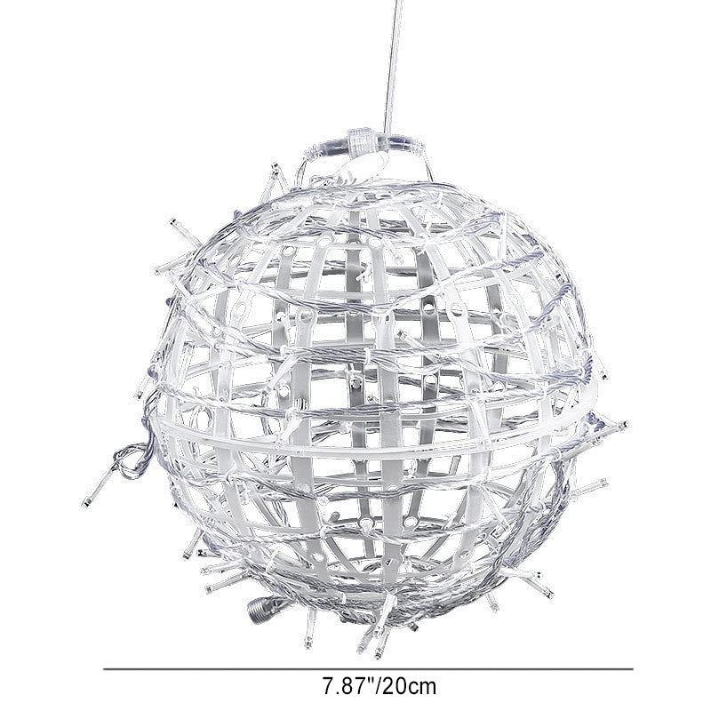 Moderne Art Deco Solvannavstøtende Veving Ball Hengende PVC Plast LED Utendørs Lys Landskapsbelysning For Hage | Skanto