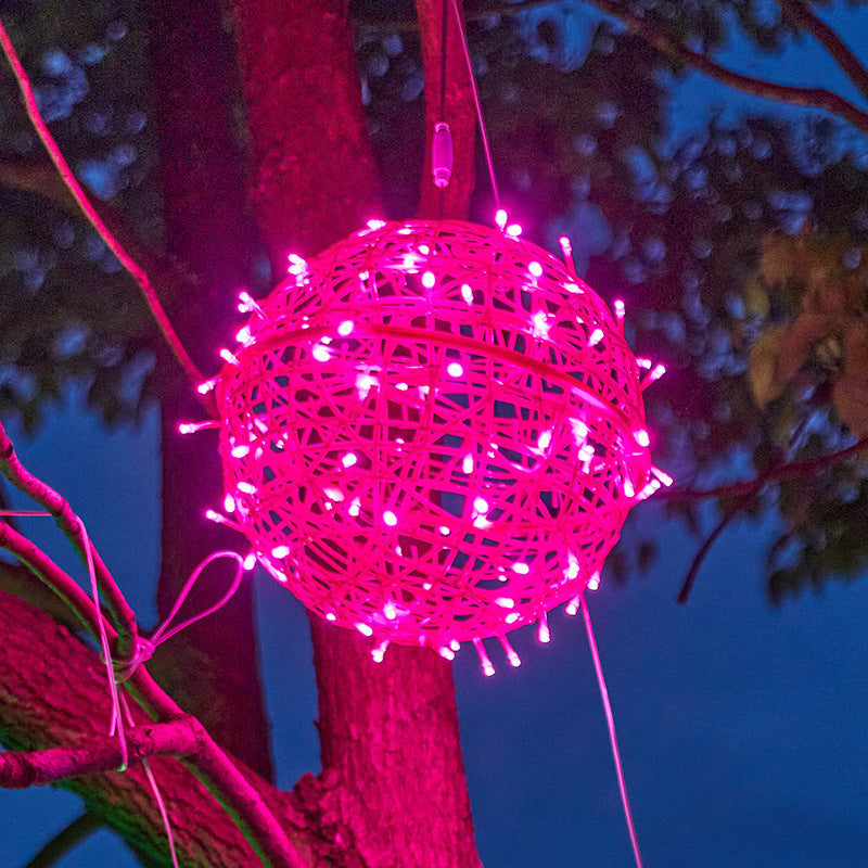Moderne Art Deco Solvannavstøtende Veving Ball Hengende PVC Plast LED Utendørs Lys Landskapsbelysning For Hage | Skanto