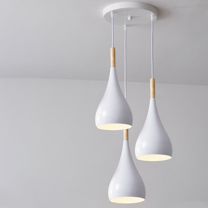 Skanto | Nordic Iron Wood Aluminium Pumpkin Water Drop 1-Lyskilde Pendellampe for Spisestue