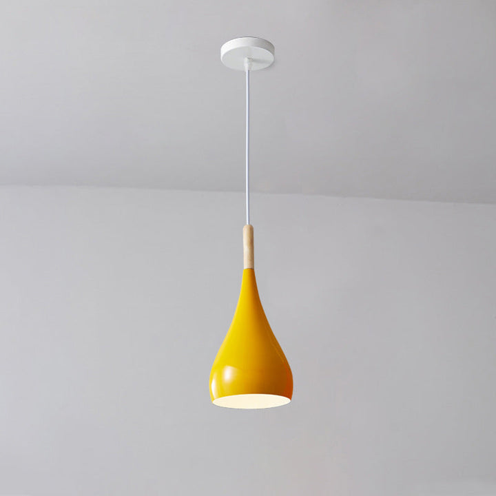 Skanto | Nordic Iron Wood Aluminium Pumpkin Water Drop 1-Lyskilde Pendellampe for Spisestue