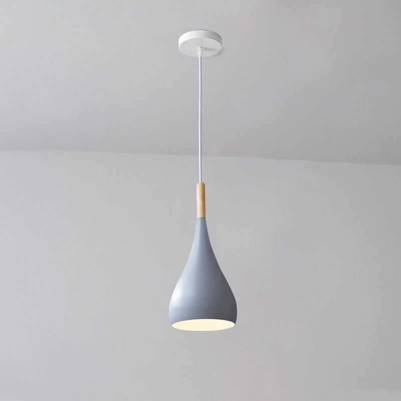 Skanto | Nordic Iron Wood Aluminium Pumpkin Water Drop 1-Lyskilde Pendellampe for Spisestue