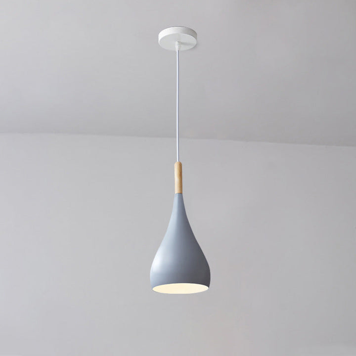 Skanto | Nordic Iron Wood Aluminium Pumpkin Water Drop 1-Lyskilde Pendellampe for Spisestue