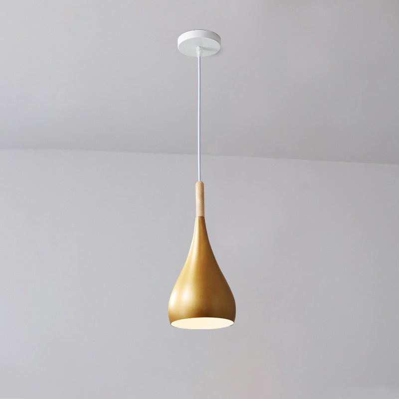 Skanto | Nordic Iron Wood Aluminium Pumpkin Water Drop 1-Lyskilde Pendellampe for Spisestue