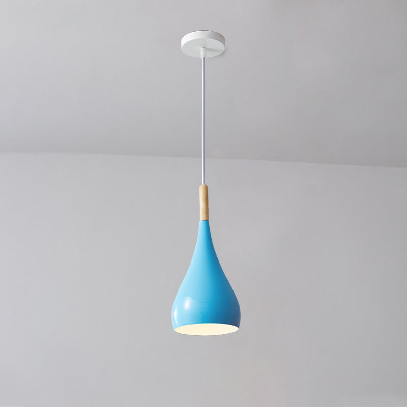 Skanto | Nordic Iron Wood Aluminium Pumpkin Water Drop 1-Lyskilde Pendellampe for Spisestue