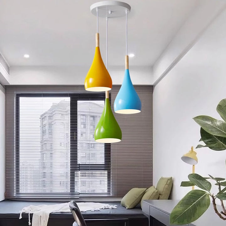 Skanto | Nordic Iron Wood Aluminium Pumpkin Water Drop 1-Lyskilde Pendellampe for Spisestue