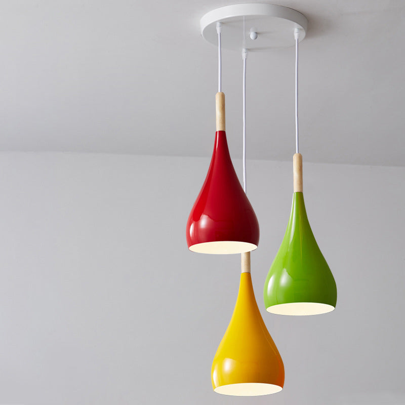 Skanto | Nordic Iron Wood Aluminium Pumpkin Water Drop 1-Lyskilde Pendellampe for Spisestue