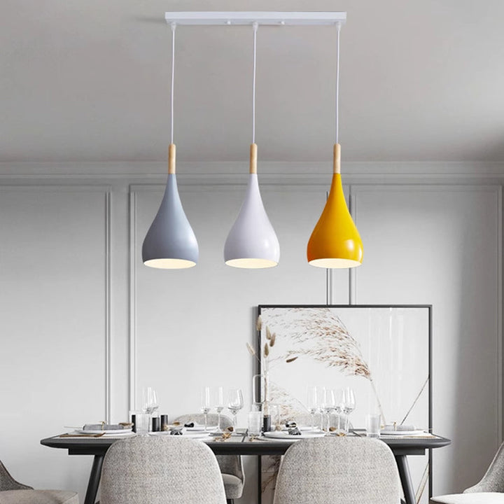 Skanto | Nordic Iron Wood Aluminium Pumpkin Water Drop 1-Lyskilde Pendellampe for Spisestue
