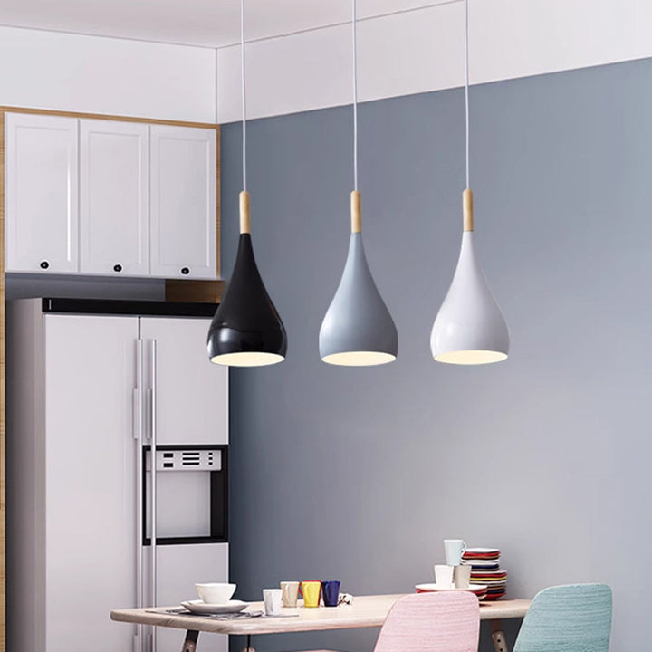 Skanto | Nordic Iron Wood Aluminium Pumpkin Water Drop 1-Lyskilde Pendellampe for Spisestue
