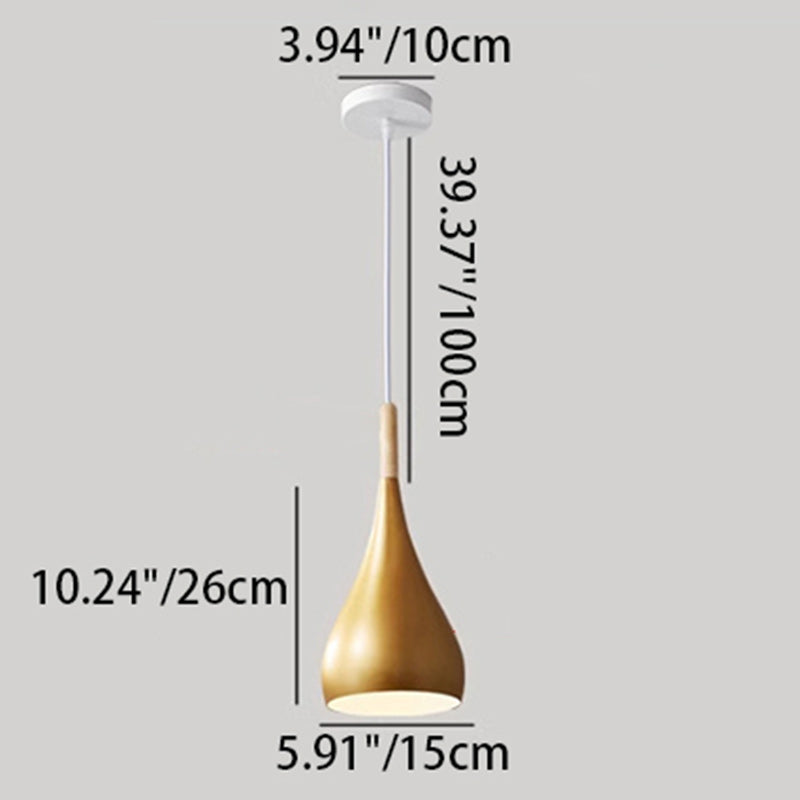 Skanto | Nordic Iron Wood Aluminium Pumpkin Water Drop 1-Lyskilde Pendellampe for Spisestue