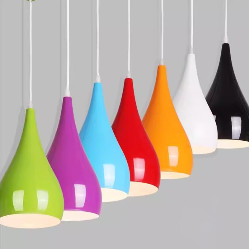 Skanto | Nordic Iron Wood Aluminium Pumpkin Water Drop 1-Lyskilde Pendellampe for Spisestue