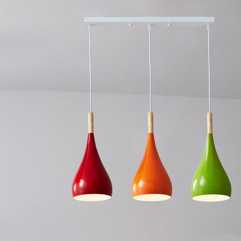 Skanto | Nordic Iron Wood Aluminium Pumpkin Water Drop 1-Lyskilde Pendellampe for Spisestue