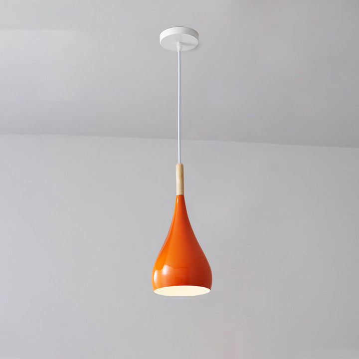 Skanto | Nordic Iron Wood Aluminium Pumpkin Water Drop 1-Lyskilde Pendellampe for Spisestue