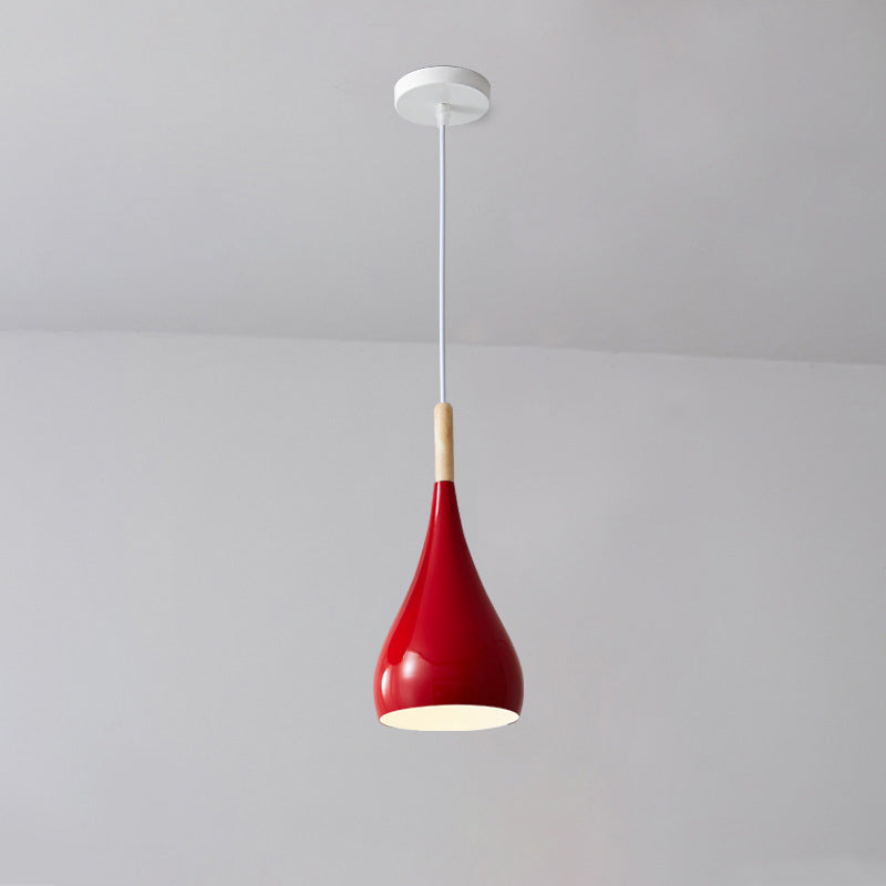 Skanto | Nordic Iron Wood Aluminium Pumpkin Water Drop 1-Lyskilde Pendellampe for Spisestue