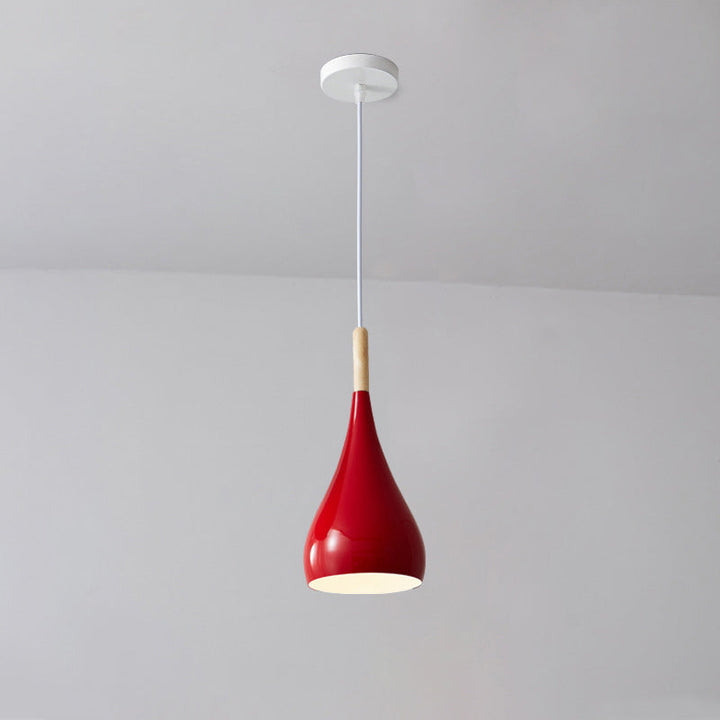 Skanto | Nordic Iron Wood Aluminium Pumpkin Water Drop 1-Lyskilde Pendellampe for Spisestue