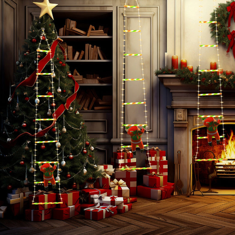 Norvo | Moderne Art Deco Vanntett USB Lær Snor Santa Klatring Stige Juledekorasjon LED Lyslenker Utendørs Lys For Utendørs Patio