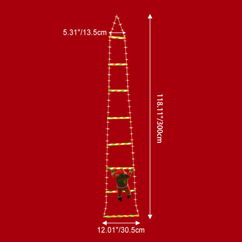 Norvo | Moderne Art Deco Vanntett USB Lær Snor Santa Klatring Stige Juledekorasjon LED Lyslenker Utendørs Lys For Utendørs Patio