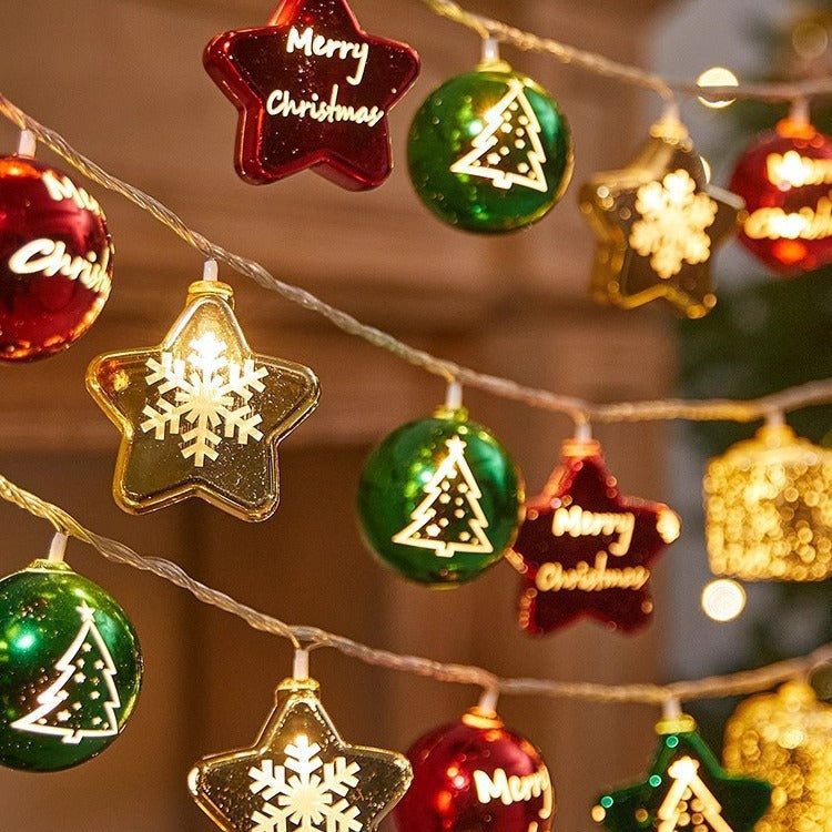 Norvo | Moderne Art Deco Batteri USB Plast Stjerne Ball Juletrær Decoration LED Lys Snor For Soverom