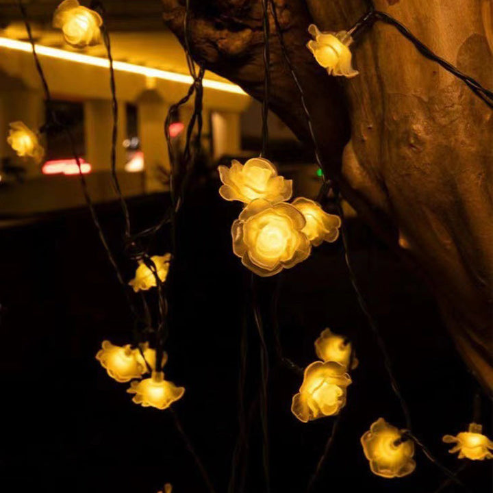 Skanto | Moderne Art Deco Solbatteri Vanntett PVC Rose Romantisk Dekorasjon LED Lyskjede For Hage