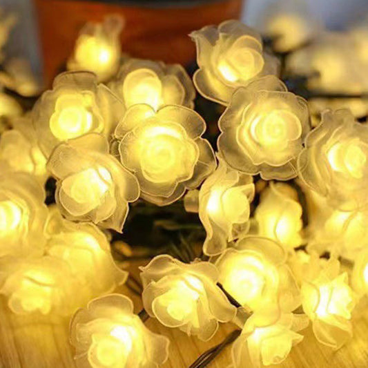 Norvo | Moderne Art Deco Solcellebatteri Vanntett PVC Rose Romantisk Dekorasjon LED Lyskjede For Hage