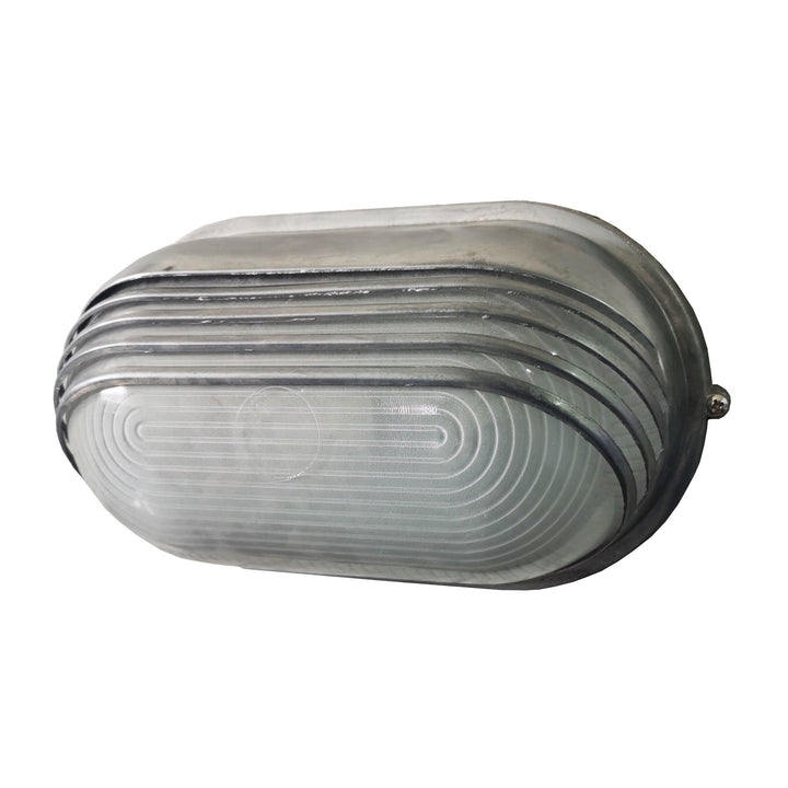 Moderne Industriell Vanntett Aluminiums Glass Frosted Oval Stripet 1-Lys Vegglampe For Utendørs Terrasse | Skanto