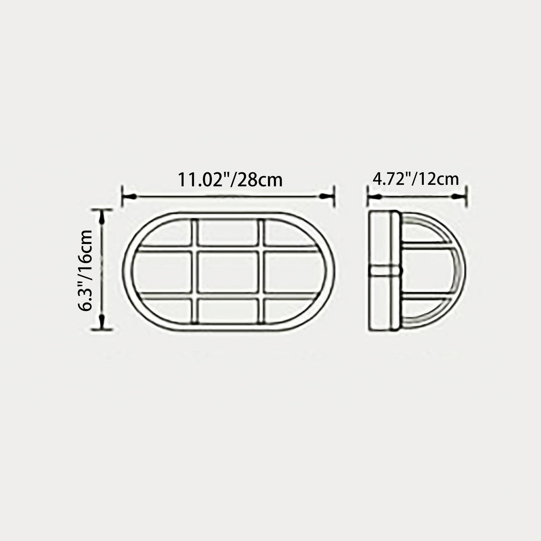 Moderne Industriell Vanntett Aluminiums Glass Frosted Oval Stripet 1-Lys Vegglampe For Utendørs Terrasse | Skanto