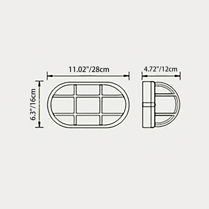 Moderne Industriell Vanntett Aluminiums Glass Frosted Oval Stripet 1-Lys Vegglampe For Utendørs Terrasse | Skanto