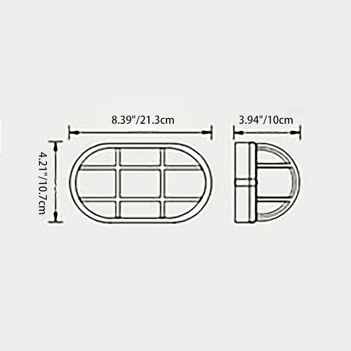 Moderne Industriell Vanntett Aluminiums Glass Frosted Oval Stripet 1-Lys Vegglampe For Utendørs Terrasse | Skanto