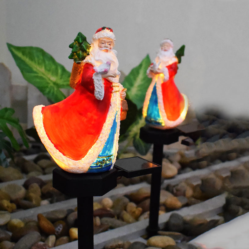 Norvo | Moderne Art Deco Solar vanntett harpikssyntetisk ABS Santa snømann juledekorasjon LED utendørs belysning landskapsbelysning for hagen