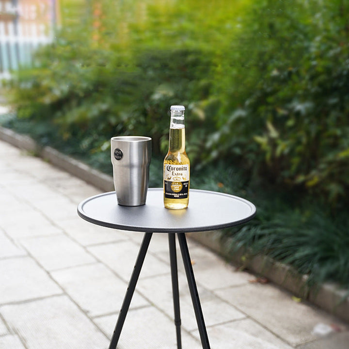 Moderne minimalistisk rund akrylonitril-butadienstyren plast karbonstål høydejusterbar sammenleggbar endebord 1-lag for utendørs terrasse | Skanto