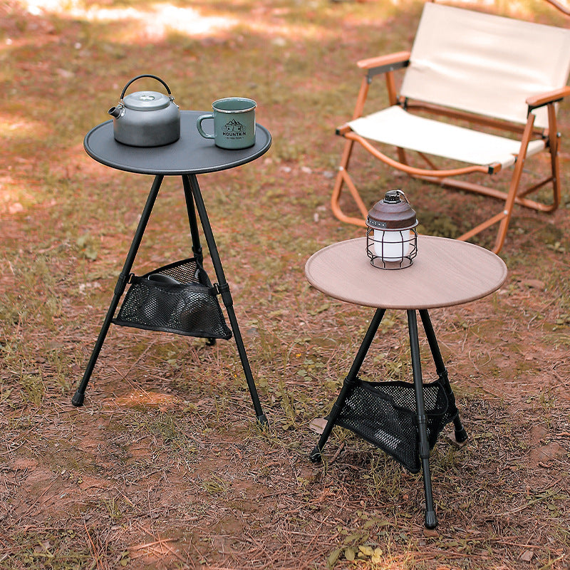 Moderne Enkelhet Aluminiumlegering ABS Rund Sammenleggbar Utendørs Kaffebord 1-Brett Lommelykt Holder For Utendørs | Skanto