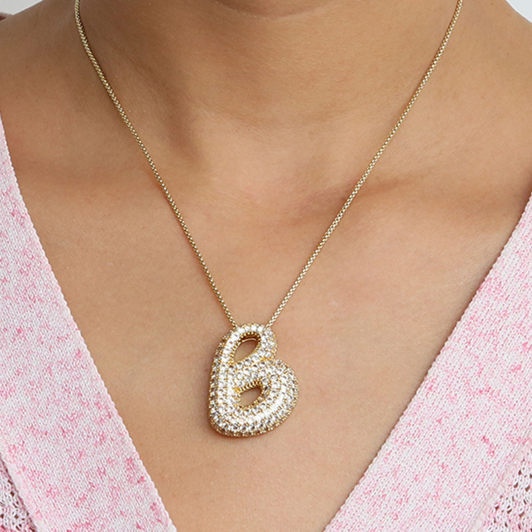 Skanto | Chunky Bubble Diamond Dazzle Initial Halskjeder