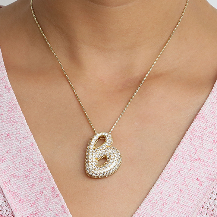 Skanto | Chunky Bubble Diamond Dazzle Initial Halskjeder