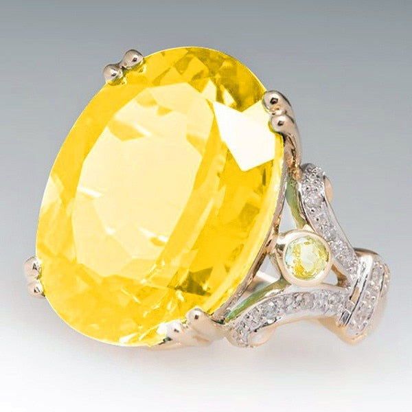 Skanto | Fashionable Luksuriøs Fargerik Kubisk Zirkonia Ring Oval Steinfinger Ring For Kvinner