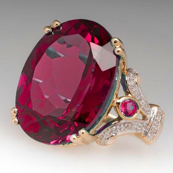 Skanto | Fashionable Luksuriøs Fargerik Kubisk Zirkonia Ring Oval Steinfinger Ring For Kvinner