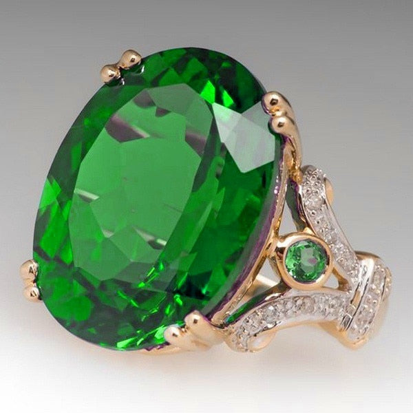 Skanto | Fashionable Luksuriøs Fargerik Kubisk Zirkonia Ring Oval Steinfinger Ring For Kvinner