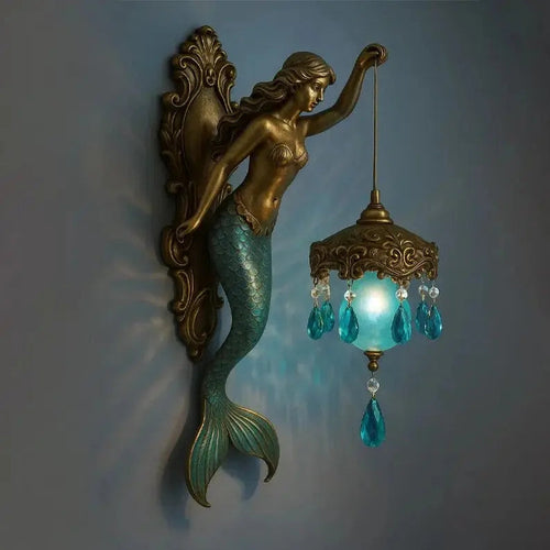 Skanto | Elegant Baroque Mermaid Vegglampe – Kunstnerisk Maritim Veggbelysning for Stemningsfulle Rom