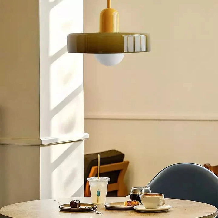 Skanto | Bauhaus Pendellampe i Farget Glass med Justerbart Oppheng