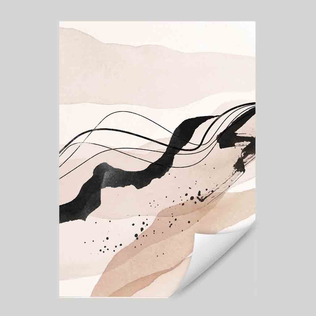 Abstrakt beige og svart landskap 01