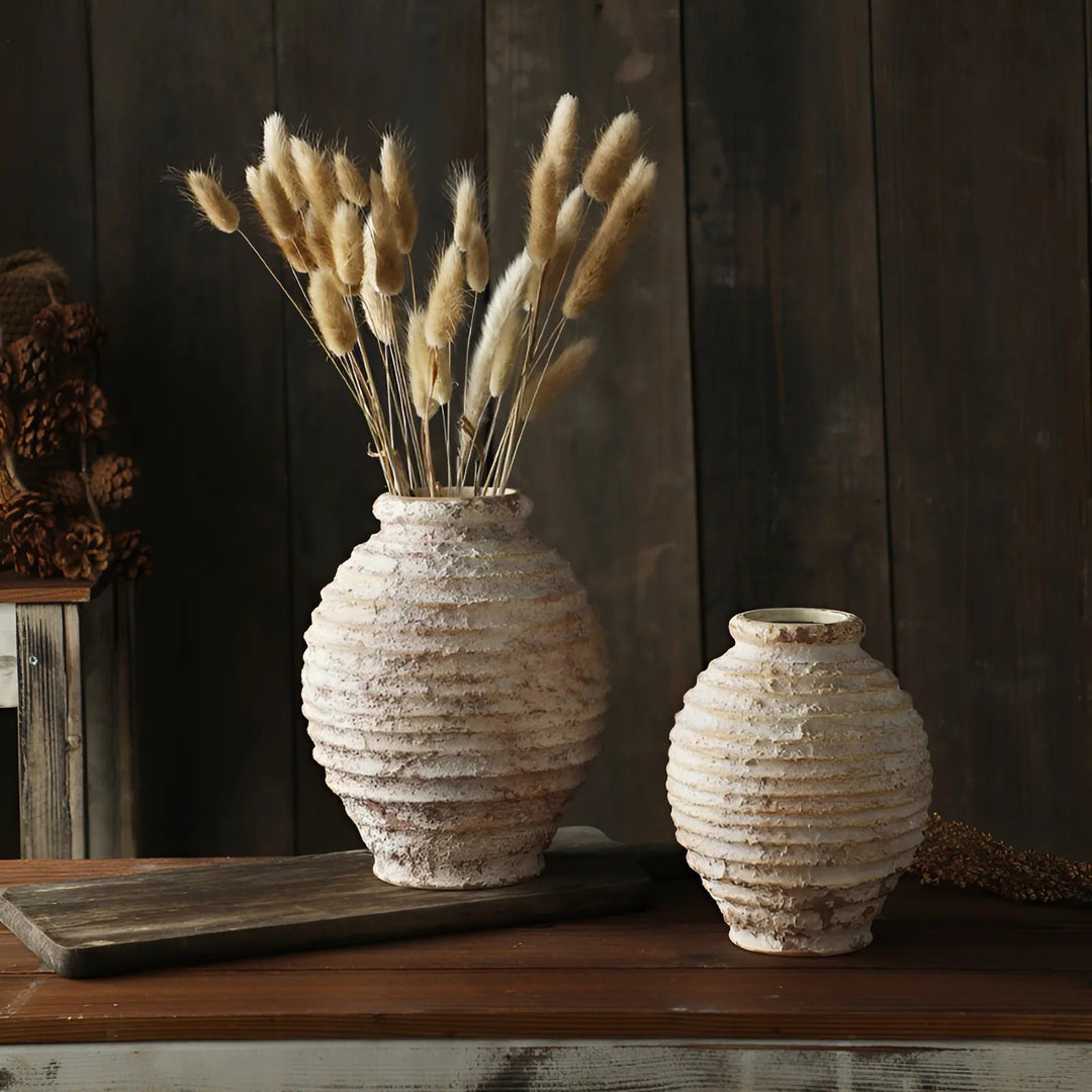 Vintage Rough Clay Pottery Vase - Handmade Rustic Decor | Skanto
