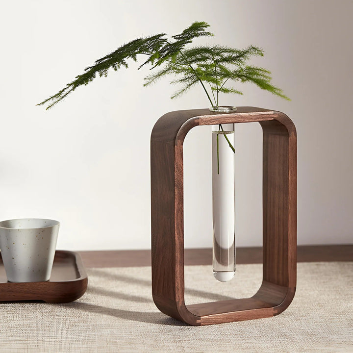 Solid Wood Hydroponic Plant Vase - Rustic HeMu Design | Skanto