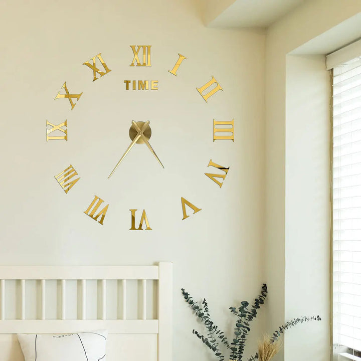 Large DIY 3D Mirror Acrylic Wall Clock for Kitchen, Dining Room, Living Room | Skanto