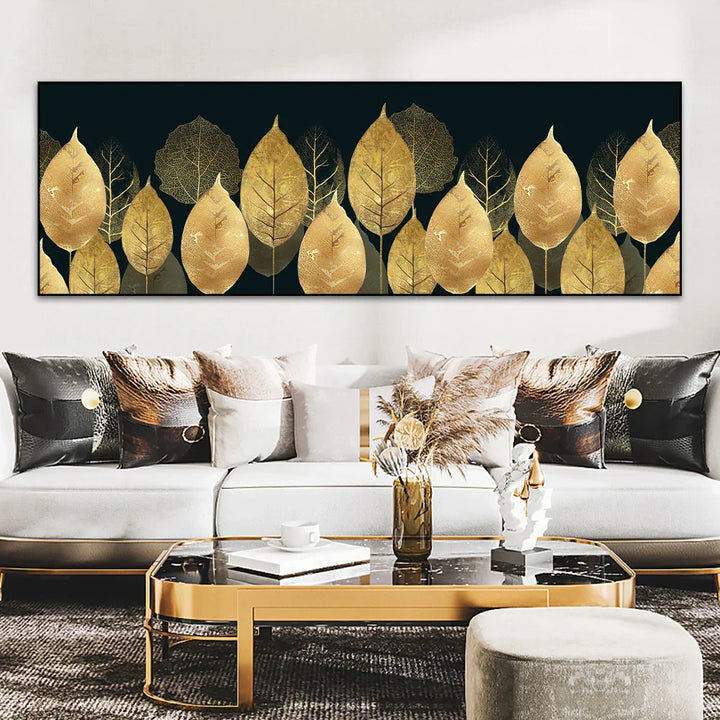Store Størrelser Bredt Format Tropisk Botanisk Veggkunst Fine Kunstlerduktrykk Gyldne Monstera Palmblader Bilder For Over Sengen Kunst For Over Sofaen | Skanto