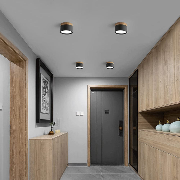 Moderne LED-deckenleuchte, flatenbündig, sylinderformig