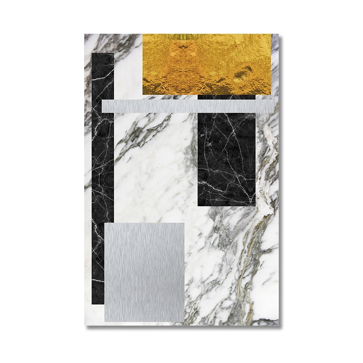 Svart Gylden Blokk Marmor Abstrakt Veggkunst Fin Kunst Lerretsutskrifter Moderne Geometriske Bilder For Stue Kontor Kunst Dekor | Skanto