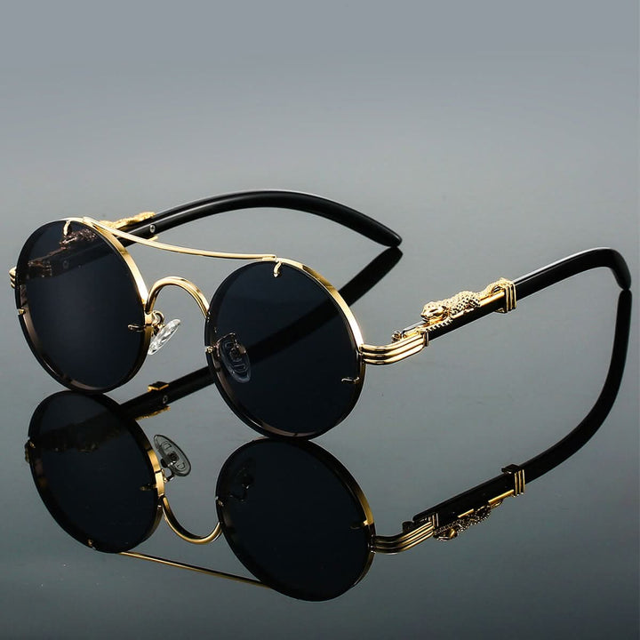 Skanto | Herre Oval Metall Retro Solbriller med UV-beskyttelse