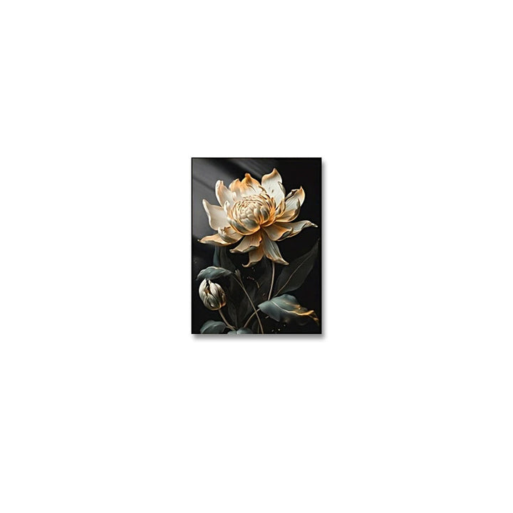 Svart Gylden Floral Veggkunst Fin Kunst Lerret Utskrifter Moderne Botaniske Bilder For Stue Soverom Lett Luksus Boliginnredning | Skanto