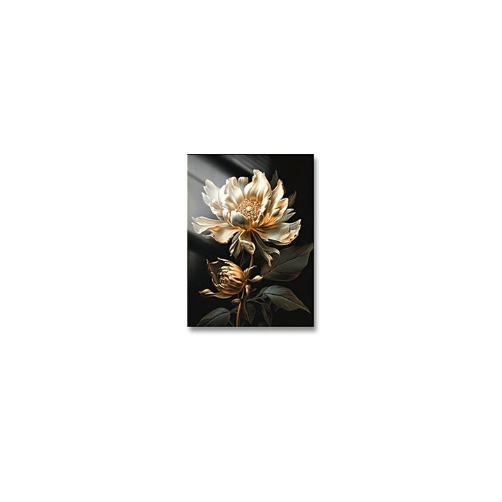Svart Gylden Floral Veggkunst Fin Kunst Lerret Utskrifter Moderne Botaniske Bilder For Stue Soverom Lett Luksus Boliginnredning | Skanto