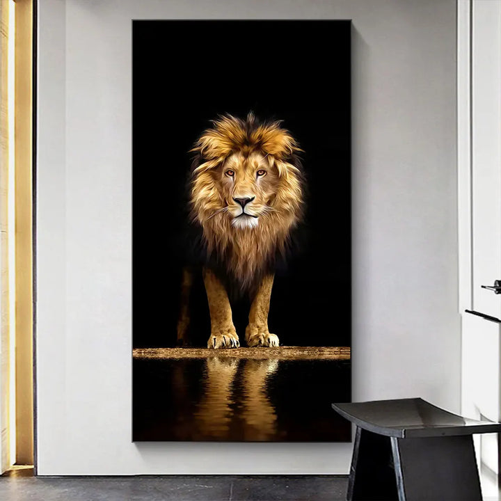 Svarte Gyldne Løve Plakat Veggkunst Fin Kunst Lerrettrykk Bilde for Inngang Gang Stue Lys Luksus Boliginnredning | Skanto