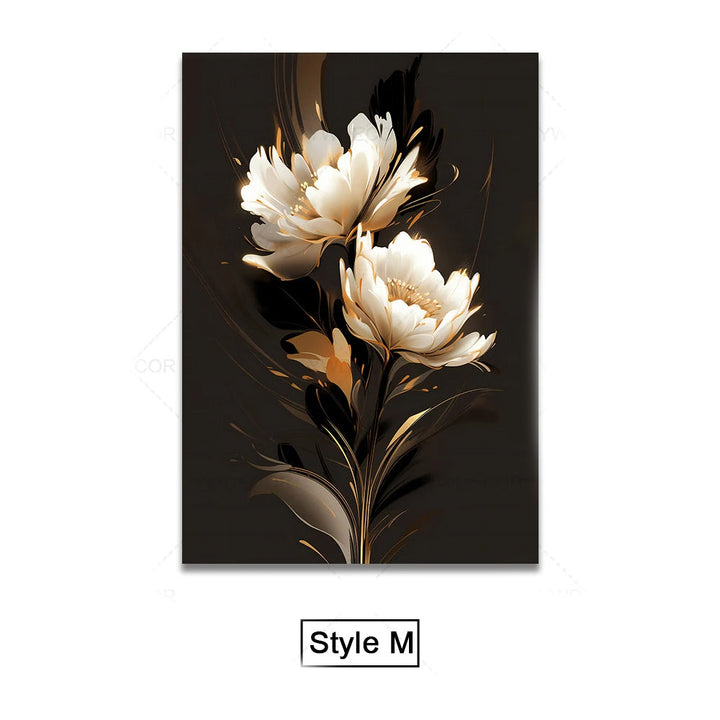 Black Gold Tropical Leaves Wall Art Fine Art Canvas Prints Modern Botanical Pictures for Luxury Living Room Dining Room Home Office Decor | Skanto