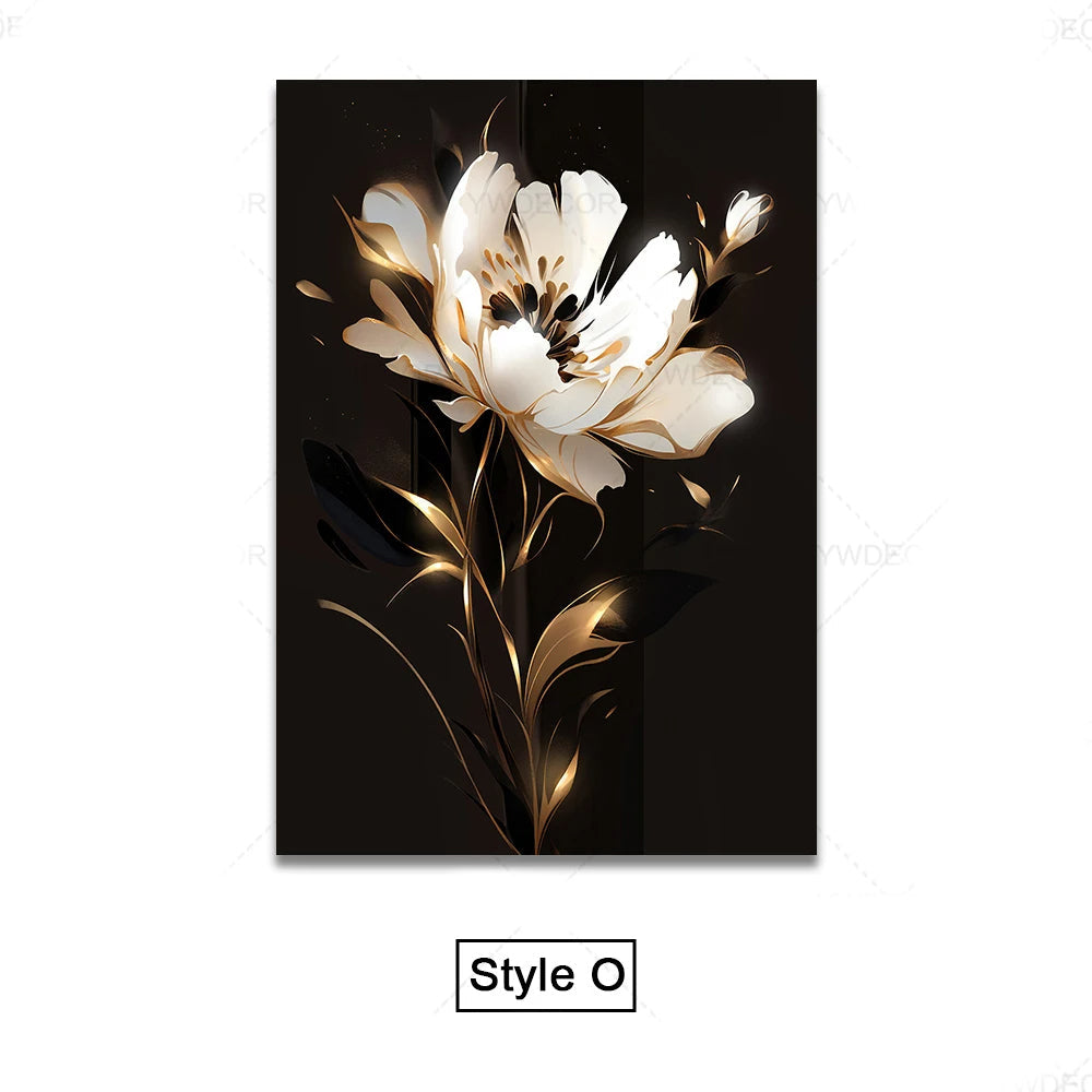 Black Gold Tropical Leaves Wall Art Fine Art Canvas Prints Modern Botanical Pictures for Luxury Living Room Dining Room Home Office Decor | Skanto